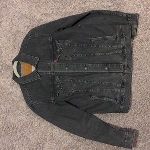 Levi's Premium Trucker Jacket Men's Medium Soft Aged Feel Grey/Faded Black